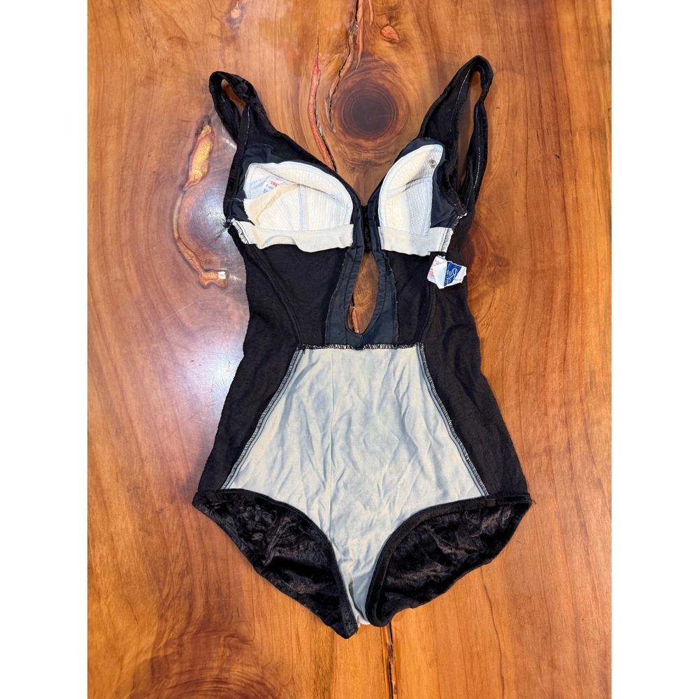 Vintage 60s 70s 1 Piece Swimsuit 9/10 Robby Fashions Beach Velour Keyhole Swim - Picture 9 of 11